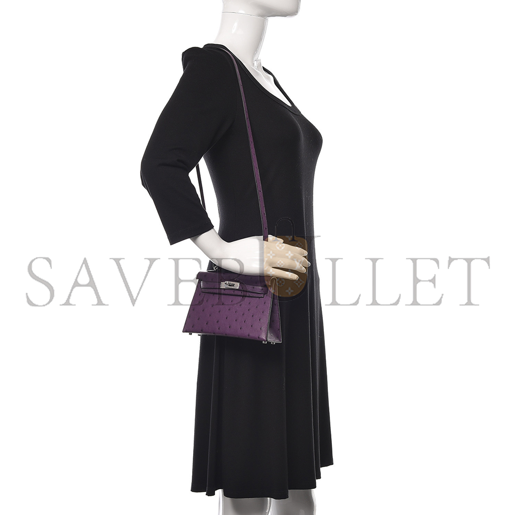 H**mes master ostrich mini kelly ii sellier violine (19*12*5.5cm)